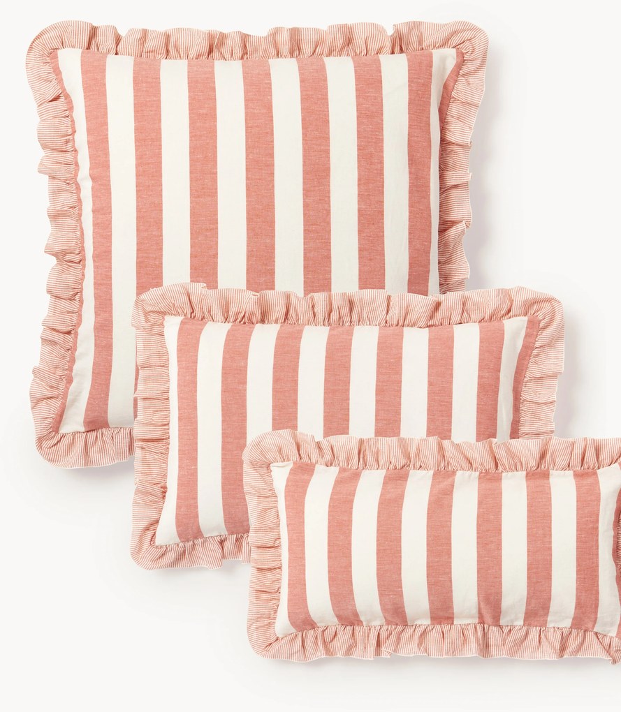 Kussenhoes met ruches Posie van linnen-katoen