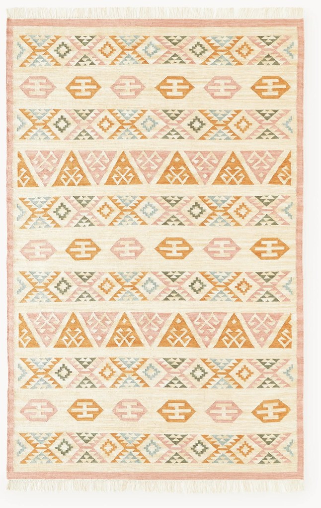 Handgeweven Kelim vloerkleed Anisa van wol