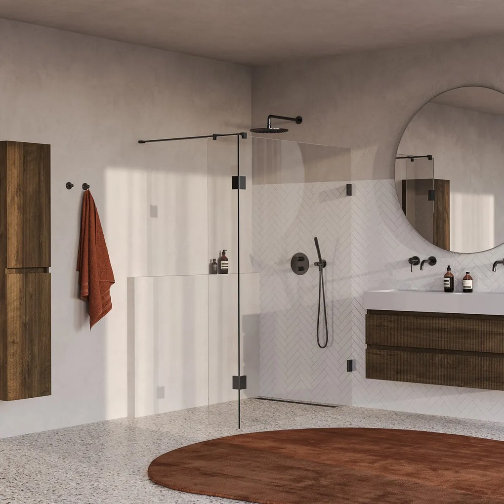 Brauer Void profielloze inloopdouche 130cm met 40cm zijwand gunmetal geborsteld PVD