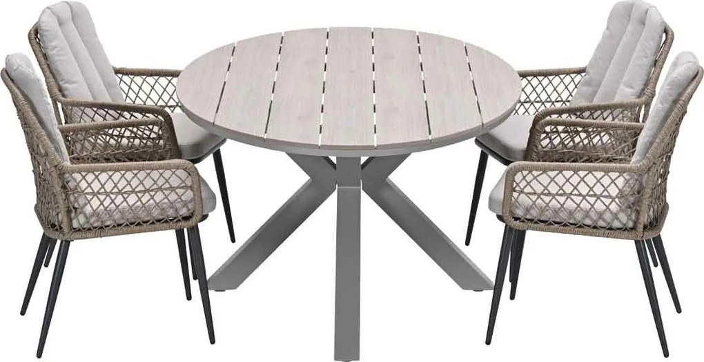 Garden Impressions Kalibo tuinset 5-delig - Tulli tuintafel 180x115 cm - light teak vironwood