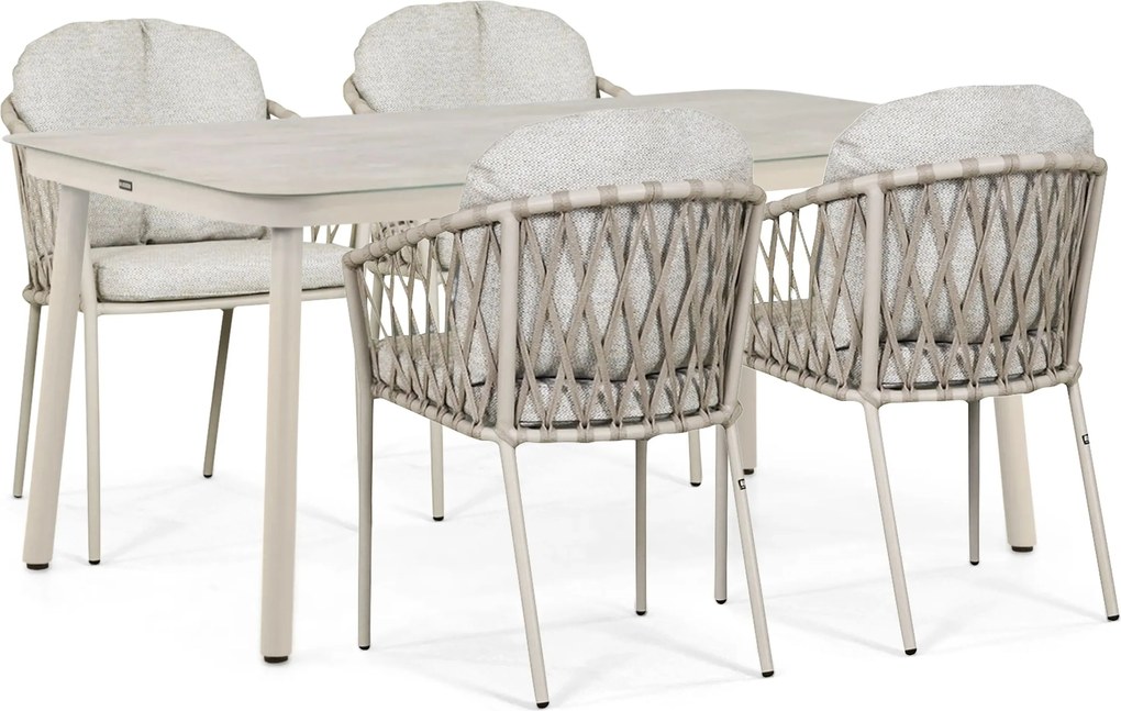 Tuinset 4 personen 160 cm Rope Zand/Beige Lifestyle Garden Furniture Morano/Tavano