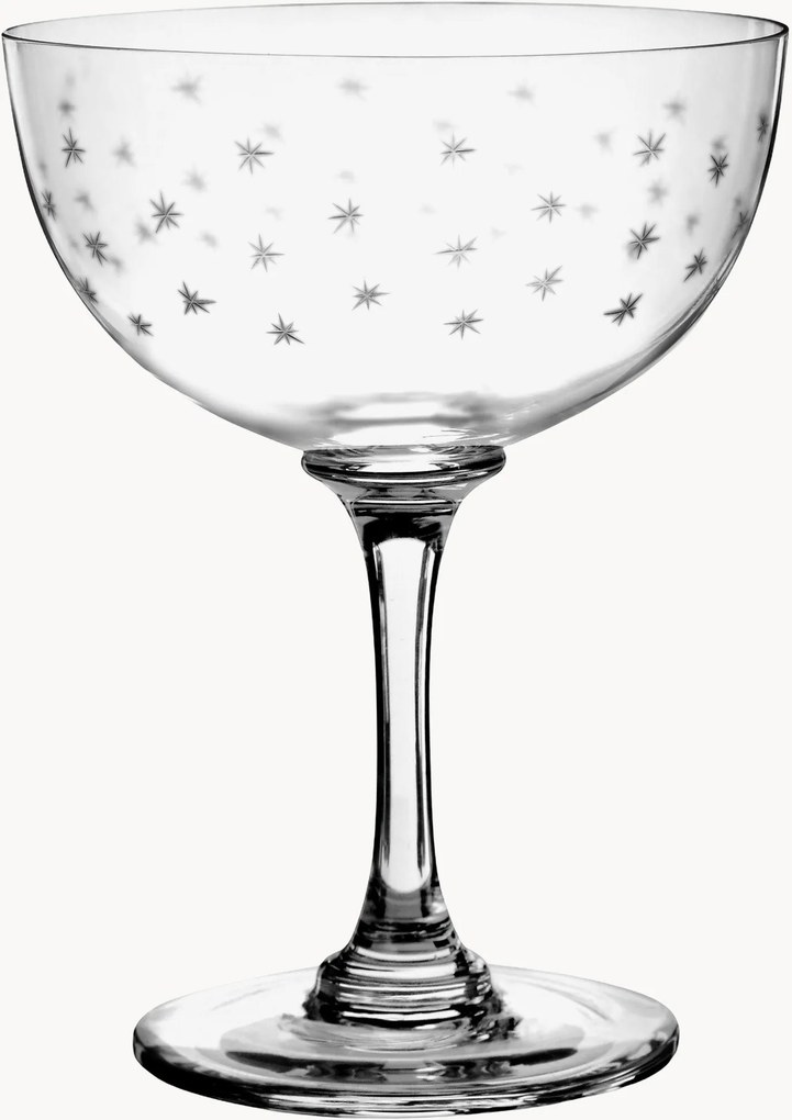 Mondgeblazen kristallen champagneglazen Stars, 2-delig