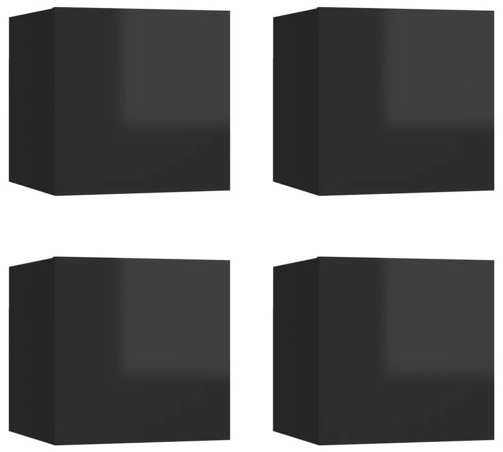 vidaXL Tv-wandmeubelen 4 st 30,5x30x30 cm hoogglans zwart