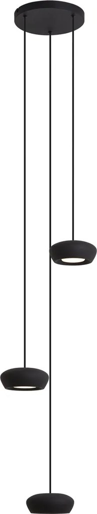 Moderne hanglamp zwart met ronde kap 3-lichts - Concerto