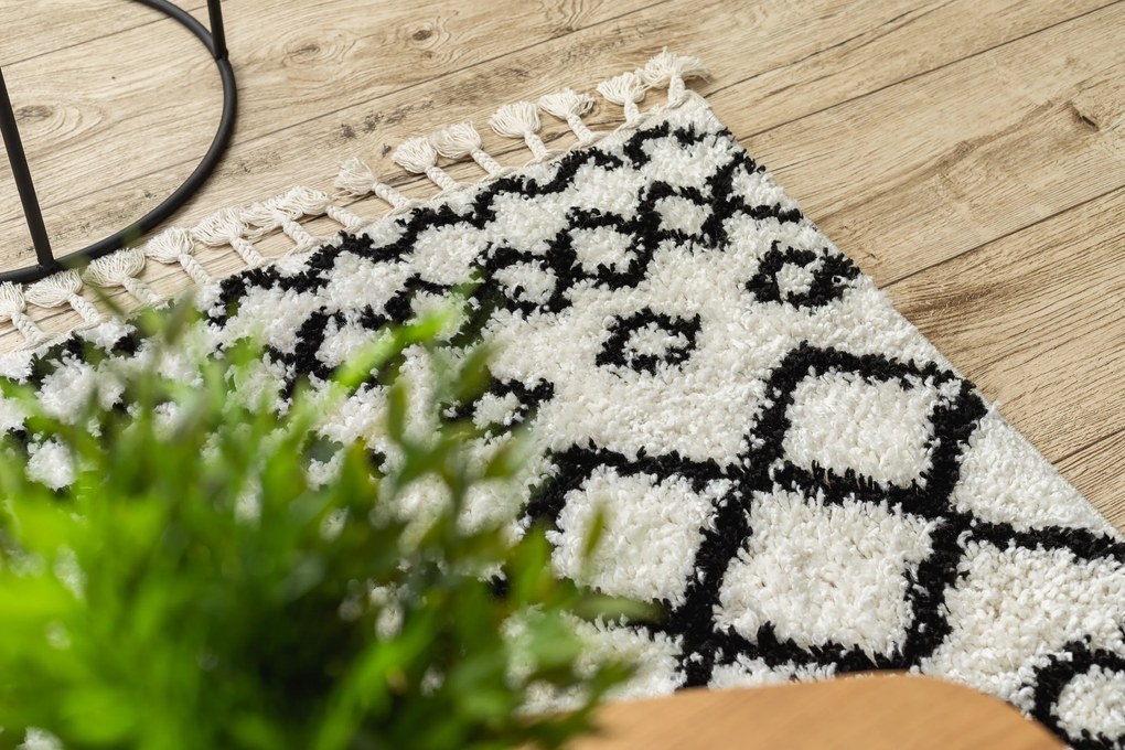 Tapijt PROMO BERBER SAFI N9040 wit / zwartrand, Barber, marokkaanse shaggy