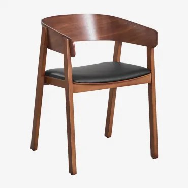 Set Van 4 Eetkamerstoelen In Hout Olsen Donker Hout & Kunstleren Zwart - Sklum