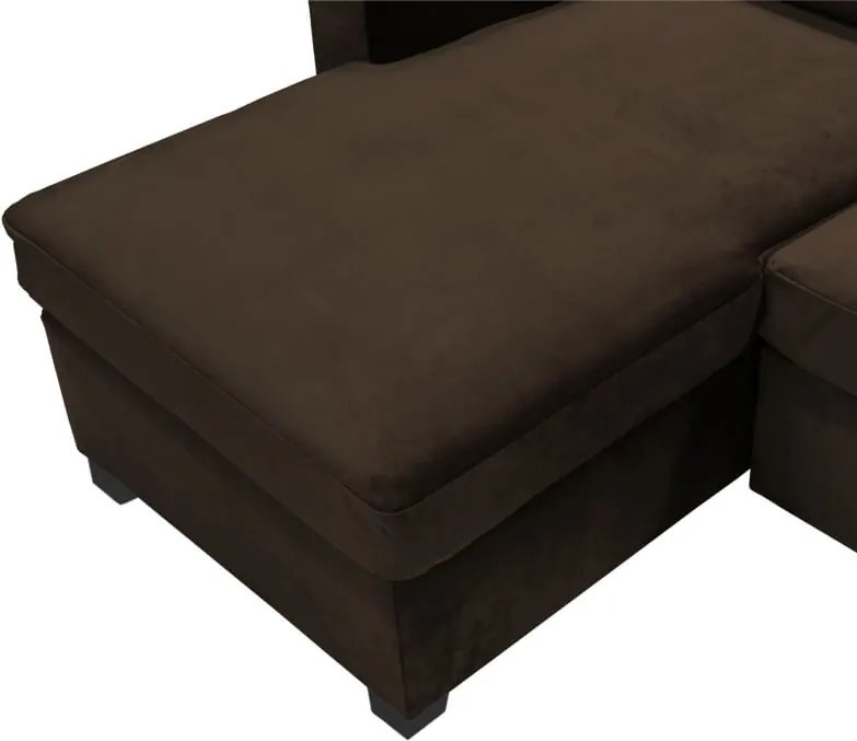 Loungebank Swing chaise longue links | velours Brunei bruin 13 | 2,08 x 1,36 mtr breed