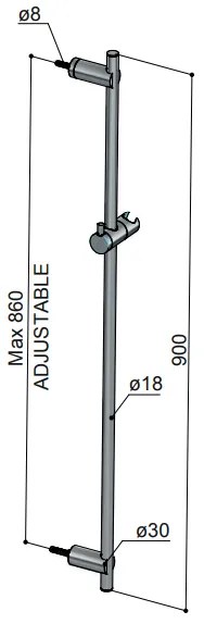 Hotbath Archie glijstang 90cm RVS