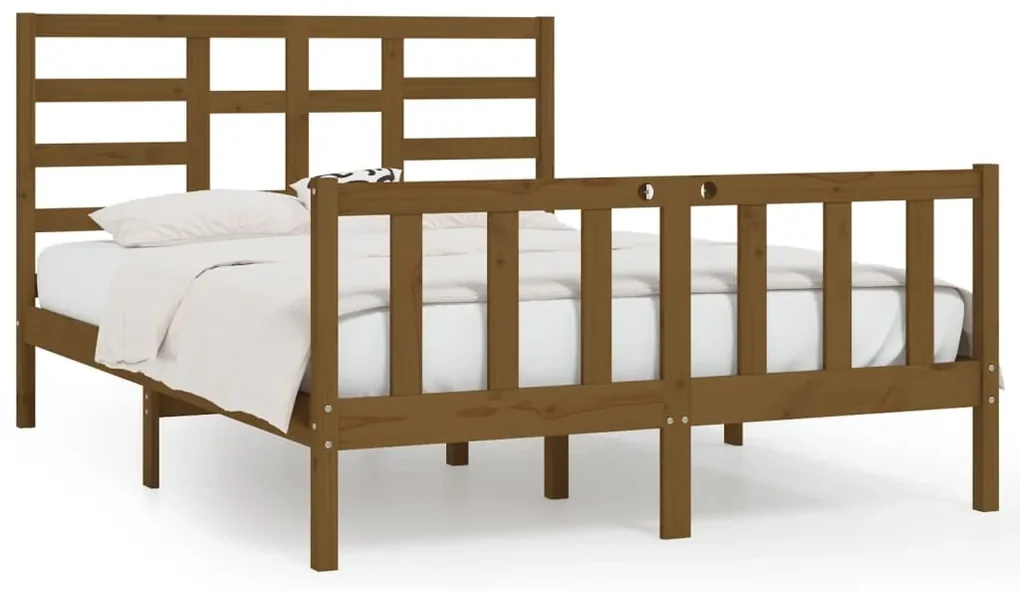 vidaXL Bedframe massief hout honingbruin 150x200 cm 5FT King Size