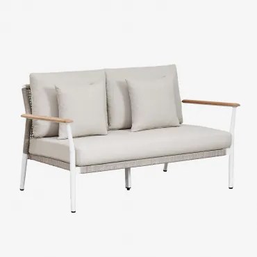 Salbury Tuinbank 2-zits In Teakhout En Aluminium Wit - Sklum