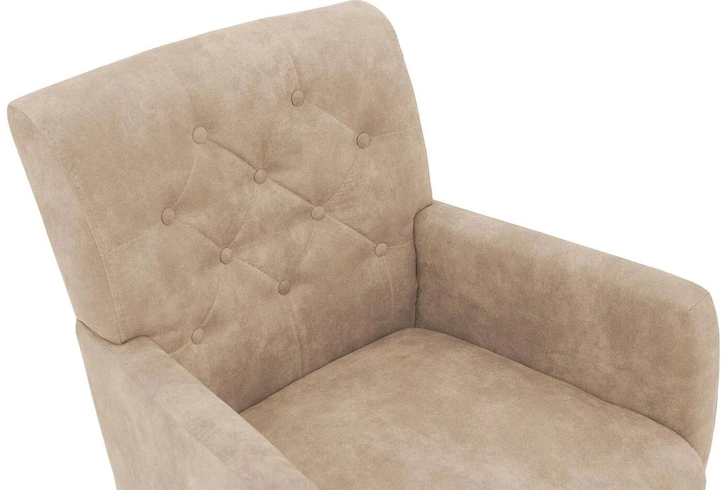 Goossens Eetkamerstoel Oliver beige microvezel met armleuning en met wielen, stijlvol landelijk