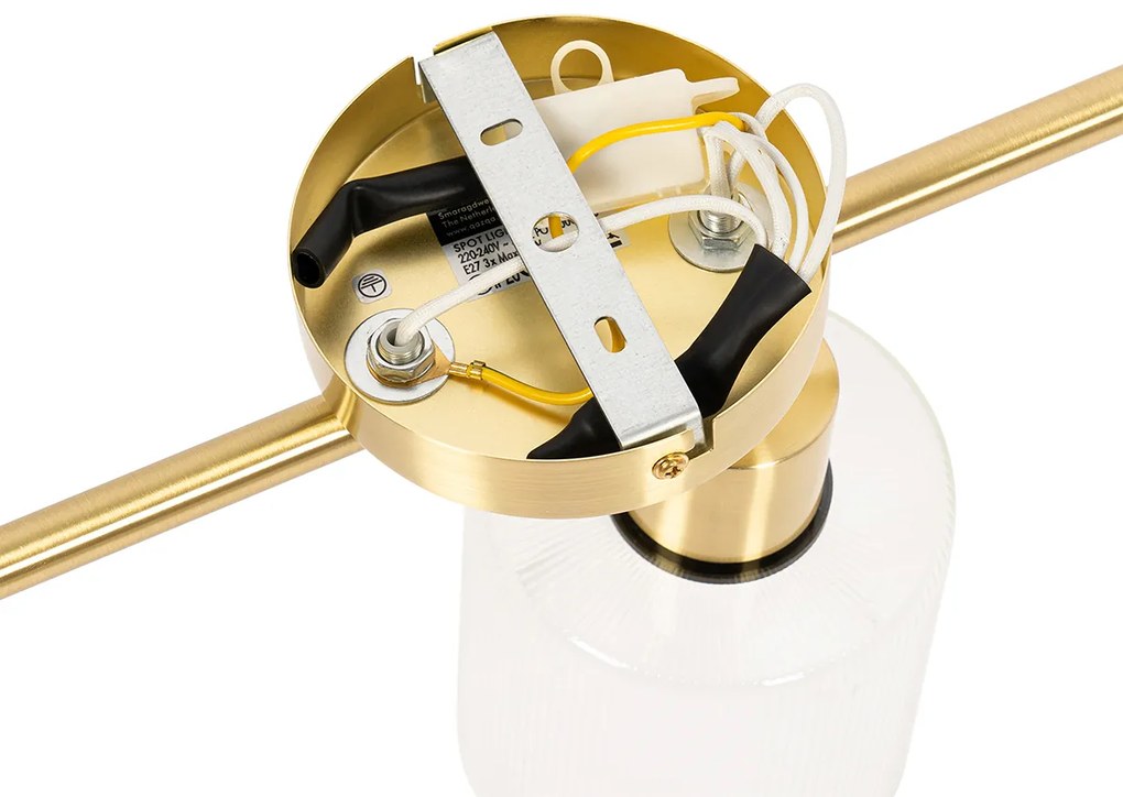 Plafondspot goud met glas 3-lichts verstelbaar - Laura