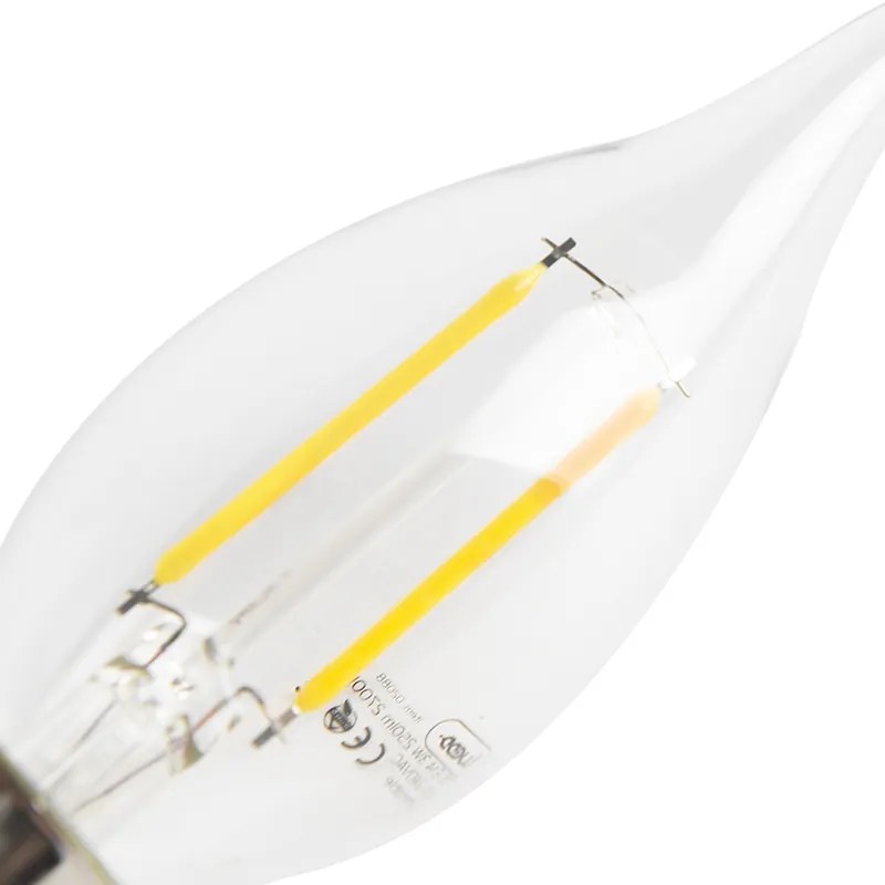 Set van 5 E14 dimbare LED filament tipkaars lampen 250lm 2700K