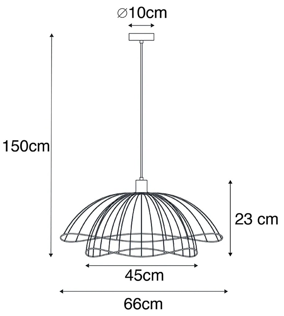 Smart hanglamp met dimmer zwart 66 cm incl. Wifi G95 - Pua Design E27 rond Binnenverlichting Lamp