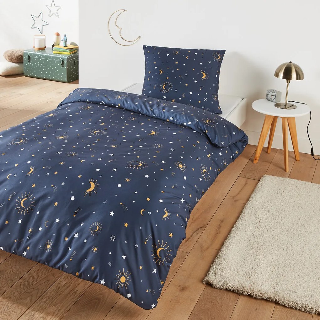 Bedset in recycled microvezel, vierkante kussensloop