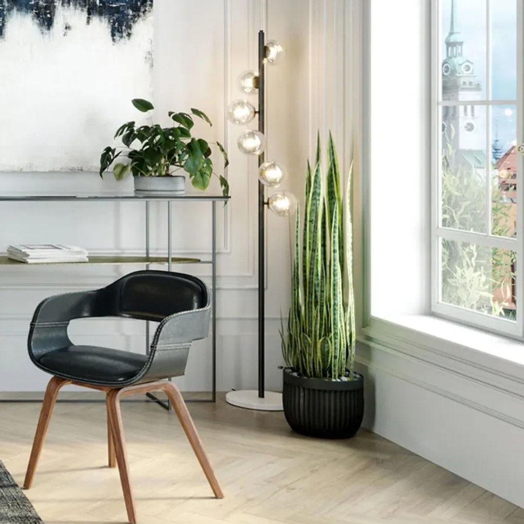 Vloerlamp Met Glazen Bollen Zwart