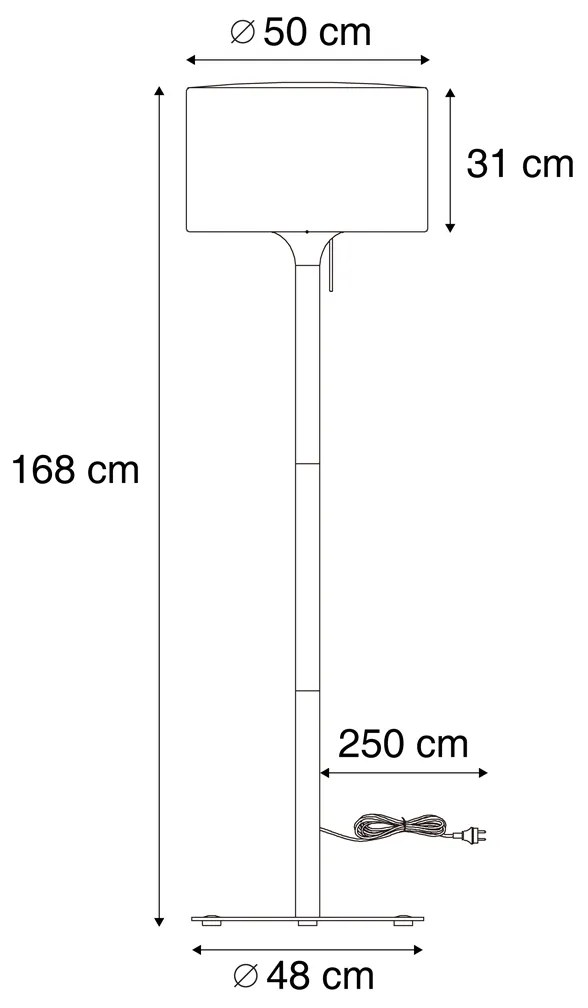 Moderne buiten vloerlamp zwart met witte kap IP44 - Mississippi Modern E27 IP44 Buitenverlichting rond