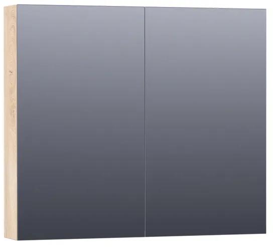 BRAUER Dual Spiegelkast - 80x70x15cm - 2 links- rechtsdraaiende spiegeldeur - MFC - sahara 7188