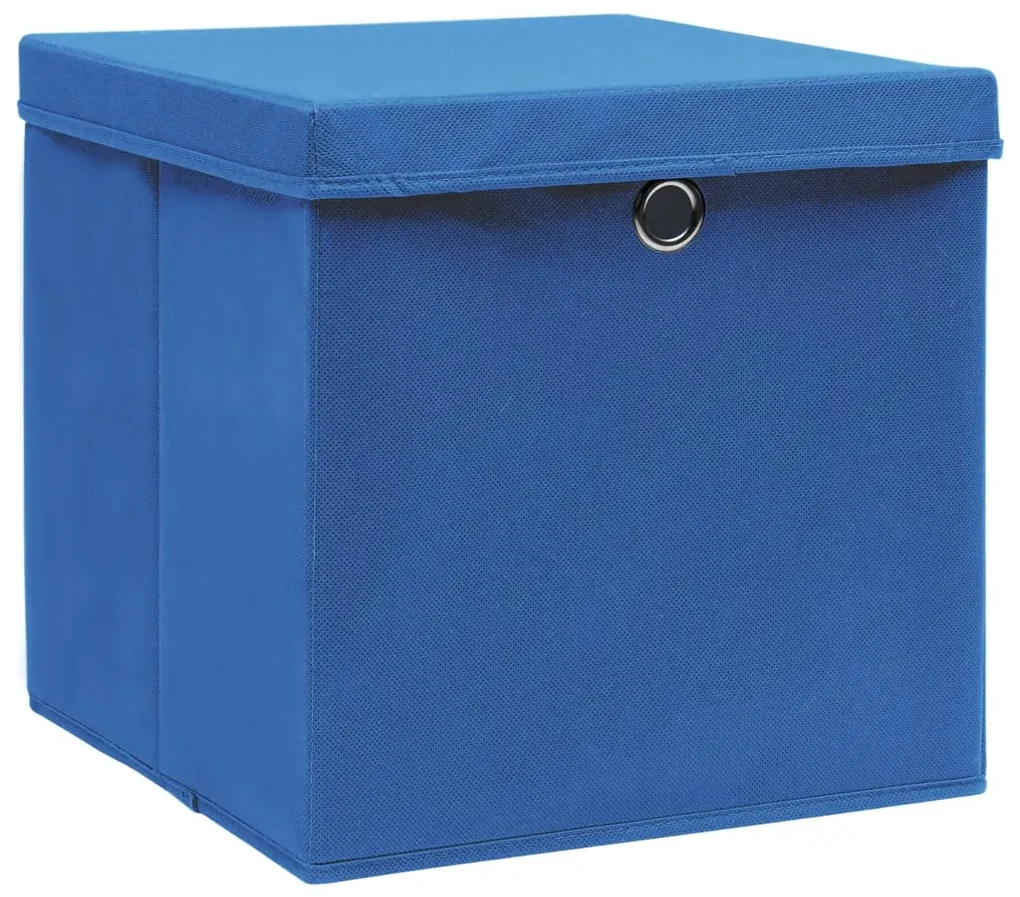 vidaXL Opbergboxen met deksels 10 st 28x28x28 cm blauw