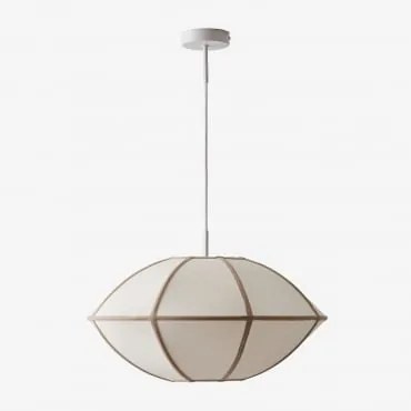 Patraix Hanglamp Van Linnen Wit & Tarwe Bruin Ø50 Cm - ↑25 Cm Patraix - Sklum