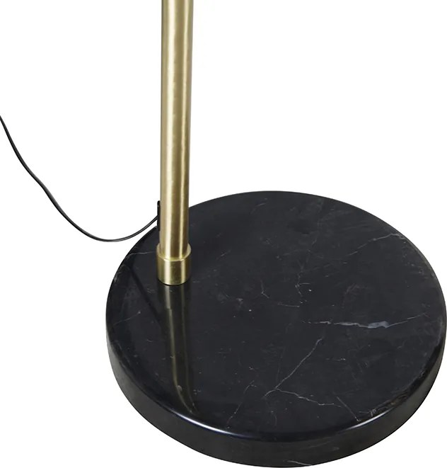 Booglamp messing met marmer en stoffen kap grijs 45 cm - XXL