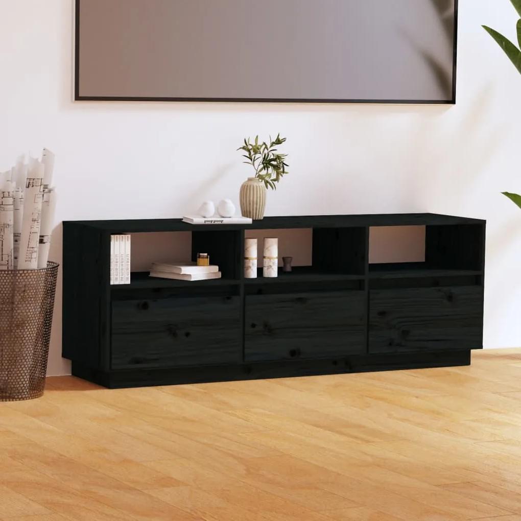 vidaXL Tv-meubel 140x37x50 cm massief grenenhout zwart