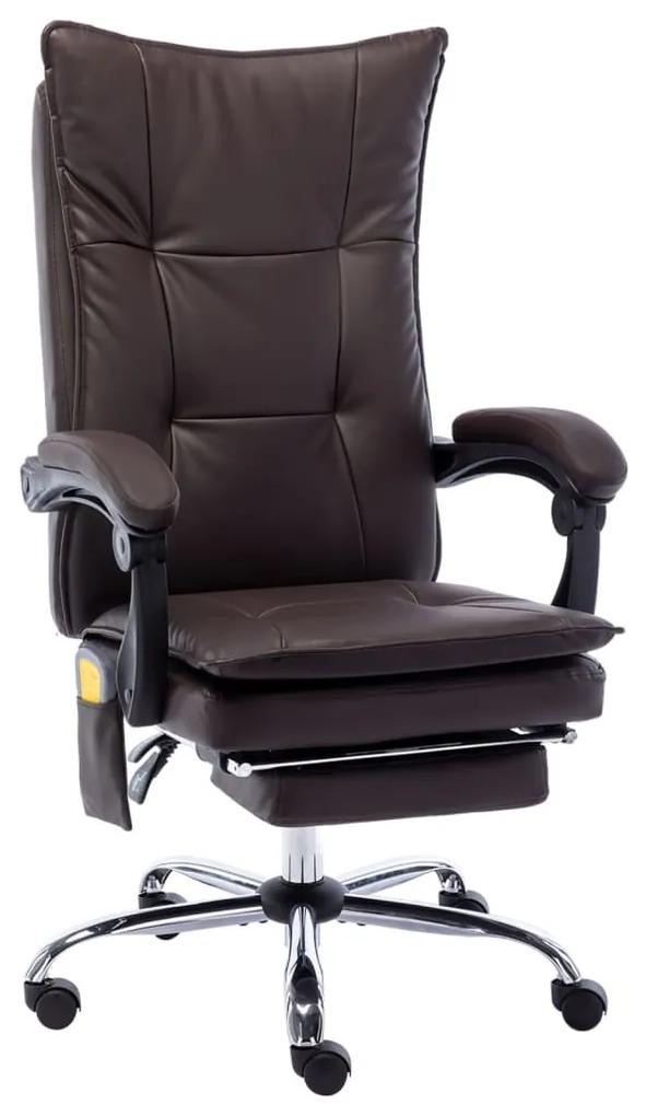 vidaXL Massage kantoorstoel kunstleer bruin