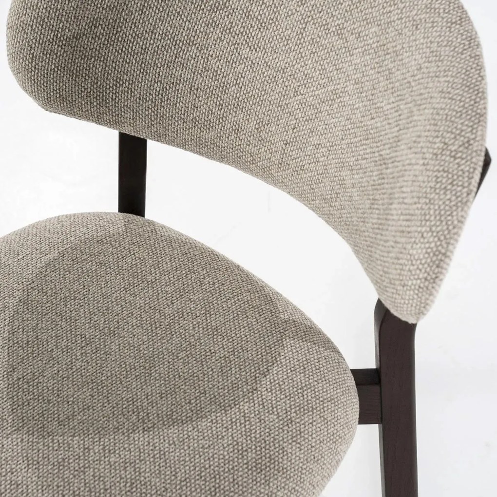 Eleonora Mikky Luxe Eetkamerstoel Walnoot Taupe En Stof