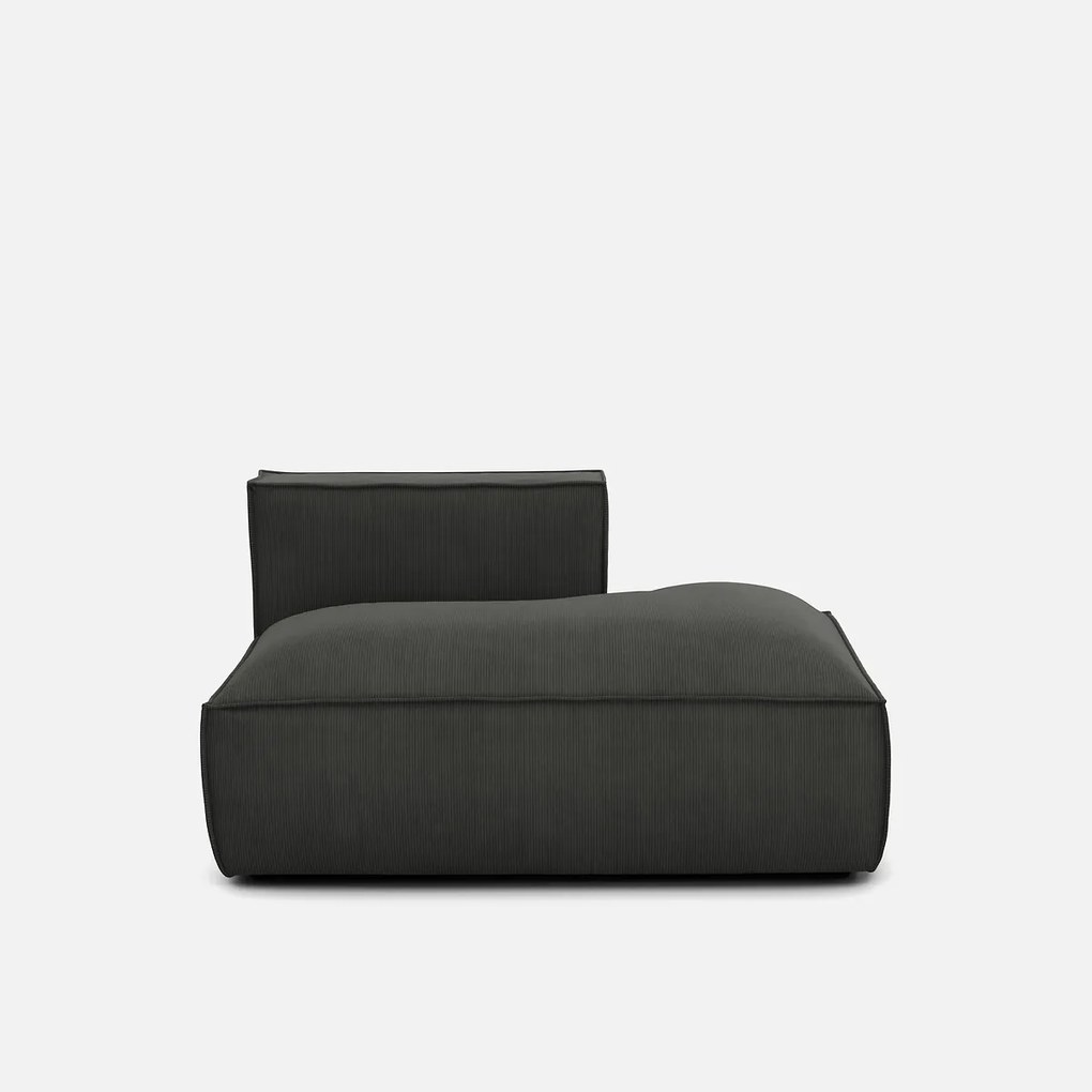 Loungebank element rechts voor modulaire bank, in ribfluweel, SEVEN