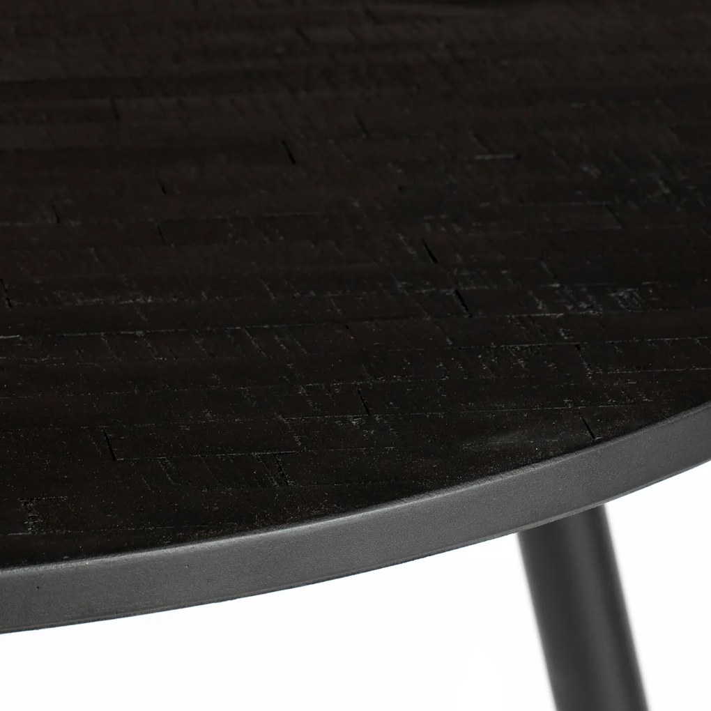 Lavis Mo Ronde Eettafel Zwart Teak Hout - 110 X 110cm.