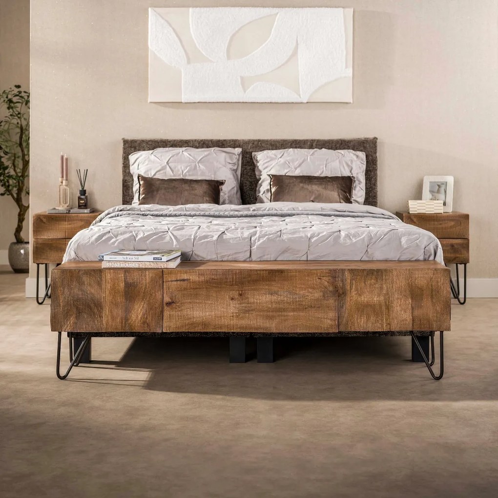 TV-meubel Mangohout Met Golvend Front - 160x35x45cm.