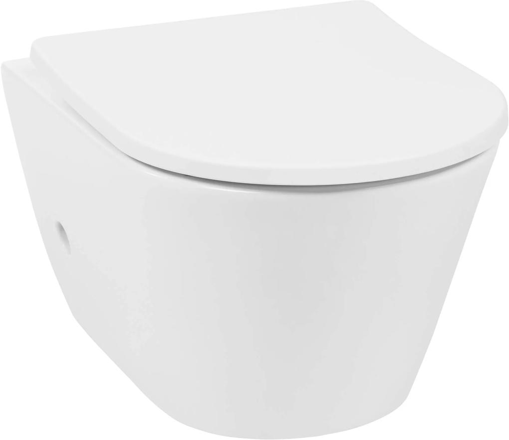 Saqu Wash 2.0 randloos hangtoilet met koud water bidetkraan en toiletbril Mat wit