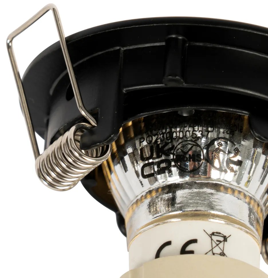 Set van 6 inbouwspots zwart GU10 35mm - Edu