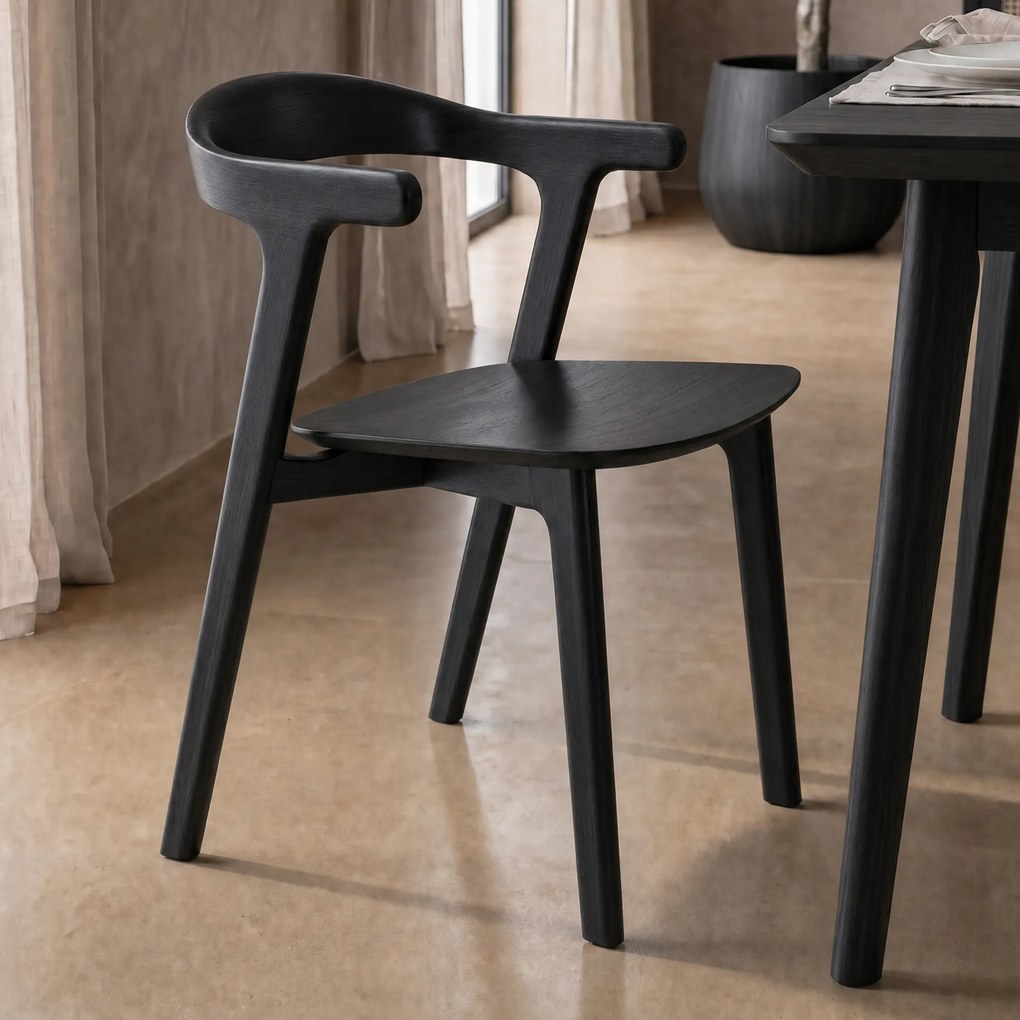 Houten Eetkamerstoel Zwart Minimalistisch