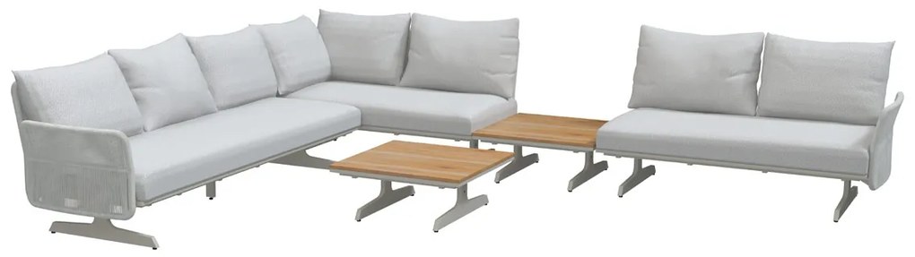 4 Seasons Outdoor Play hoekbank XL met salontafel 75 x 75 cm Loungeset houtkleur weerbestendig