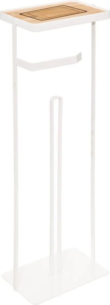 5Five Modern Toiletrolhouder met Telefoonplankje - 59 cm - Wit - Metaal