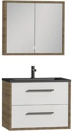 Tiger Boston badmeubel met spiegelkast en zwarte wastafel 80cm chalet eiken