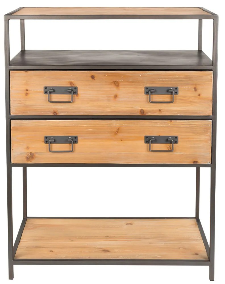 Ladenkast Metaal En Hout - 70x38x90cm.