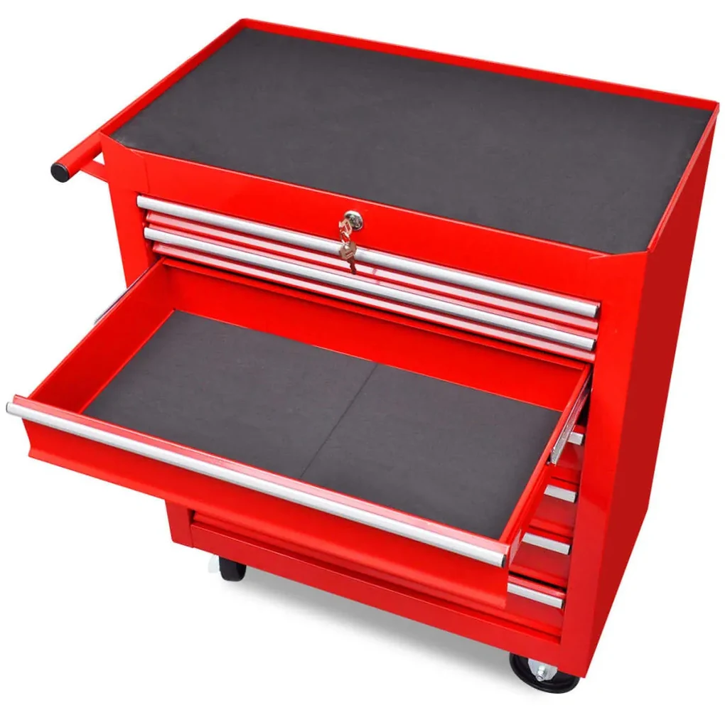 vidaXL Gereedschapswagen 7 lades rood