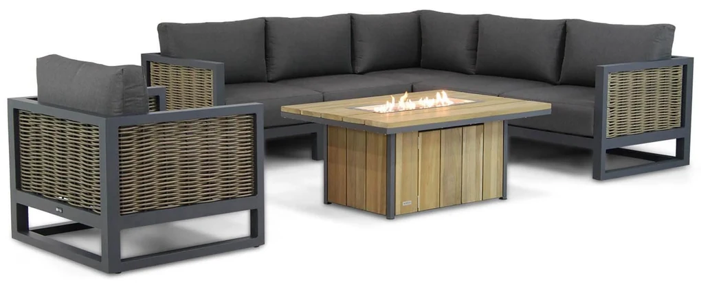 Hoek loungeset 6 personen Aluminium/wicker Grijs Santika Furniture Santika