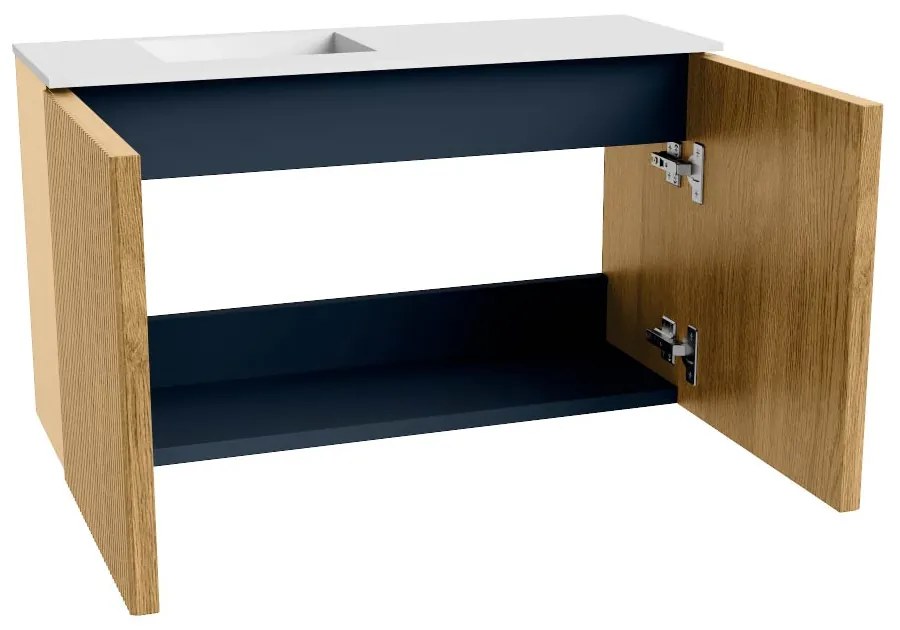 Mondiaz Joya 70cm toiletmeubel oak met wastafel faye links zonder kraangat talc