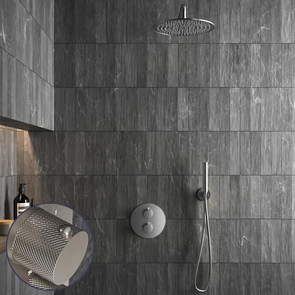 Saniclear Exclusive Curved inbouw regendouche rond met 30cm hoofddouche en muurarm RVS