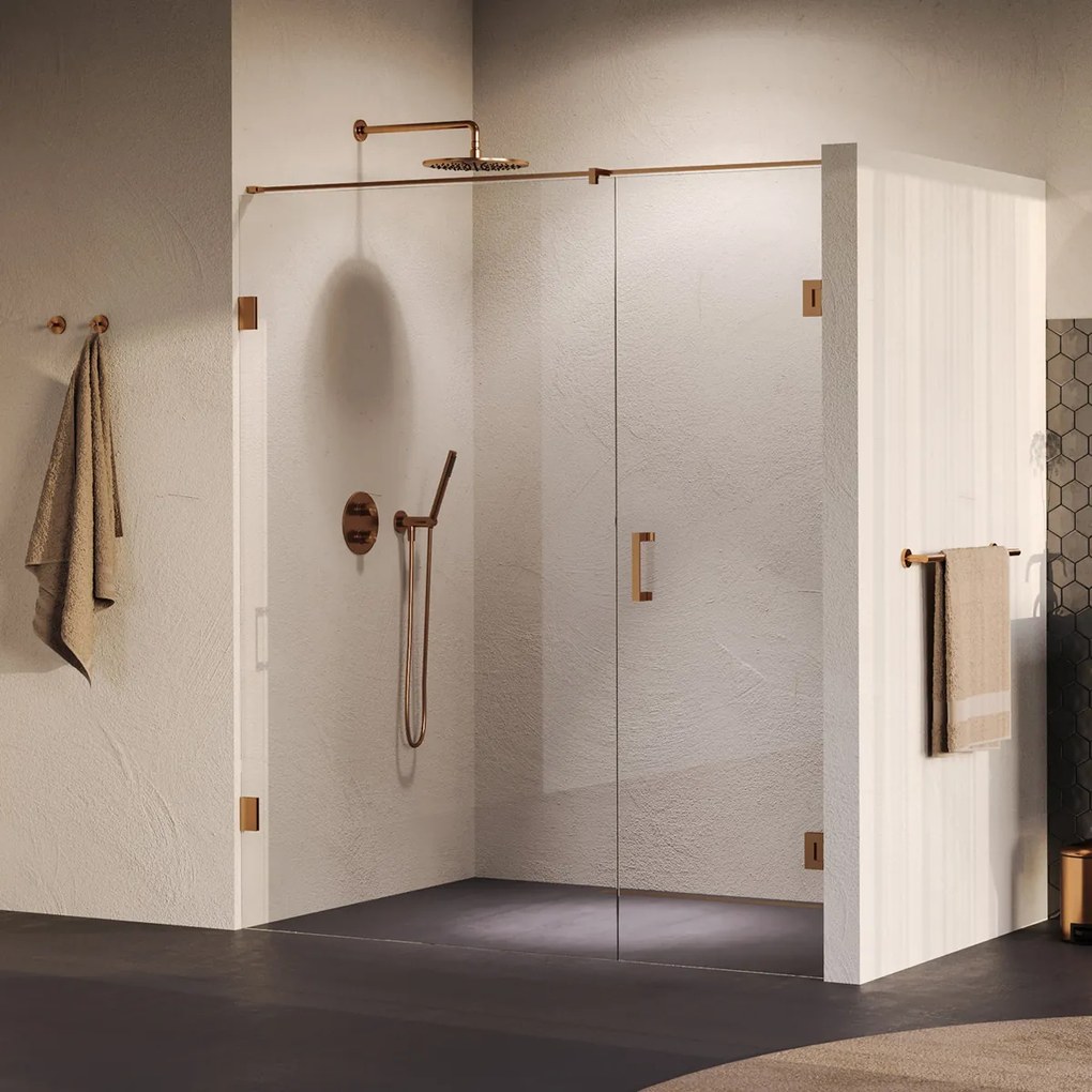 Brauer Void profielloze nisdeur 170cm met draaideur 70cm aan muur koper geborsteld PVD