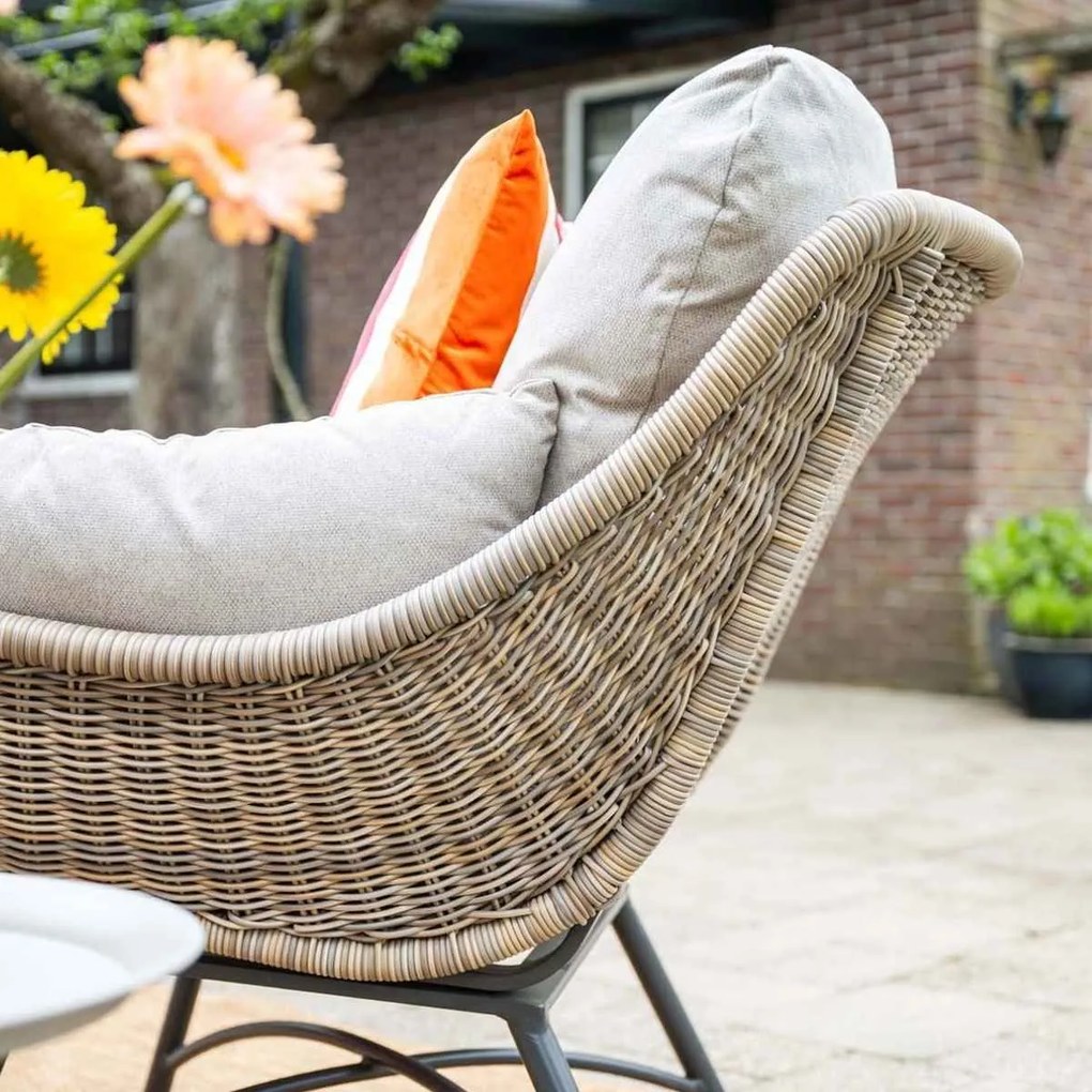 Garden Impressions Selene loungestoelen vintage willow - Mati bijzettafel Ø50x48 cm