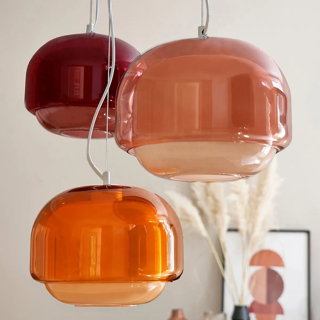 Hanglamp in gekleurd glasØ30,5 cm, Kinoko
