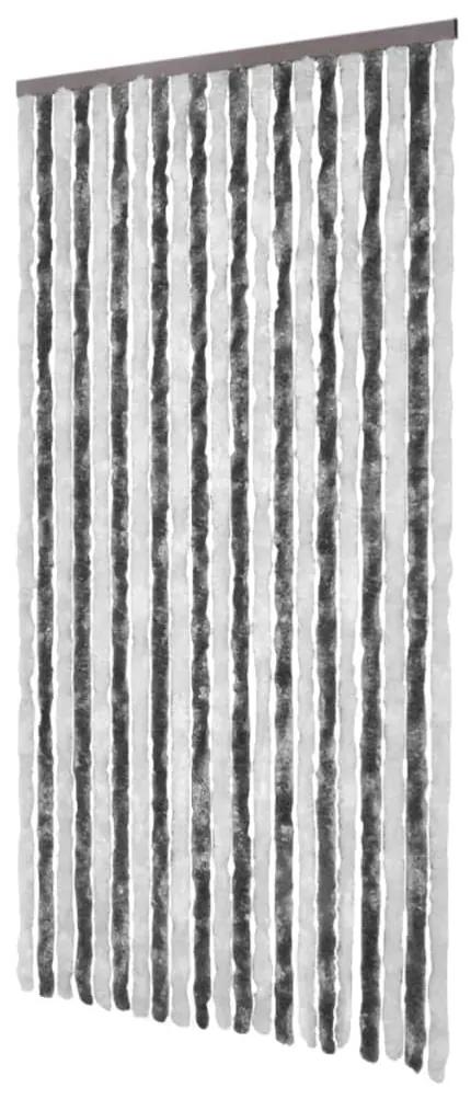 vidaXL Vliegengordijn 100x220 cm chenille grijs en wit