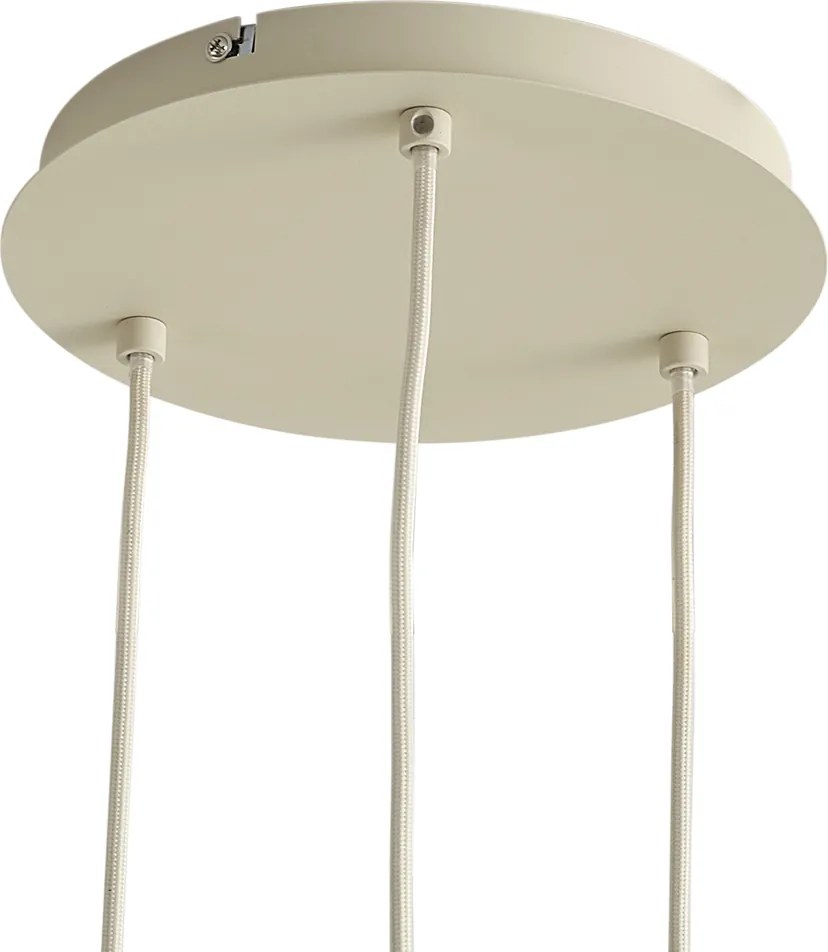Scandinavische hanglamp beige met wit glas rond 3-lichts - Wisp