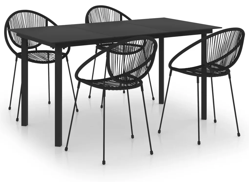 vidaXL 5-delige Tuinset PVC-rattan zwart