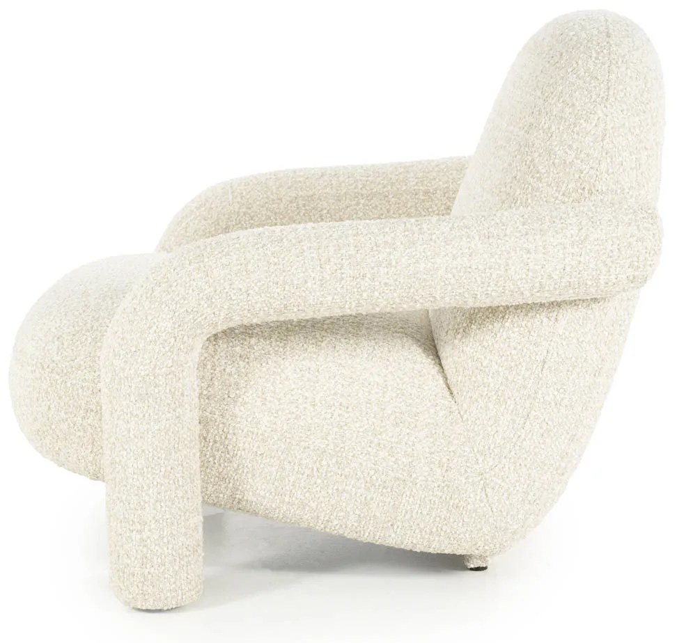 Eleonora Monica Design Fauteuil Beige Met Stoffen Armleuning