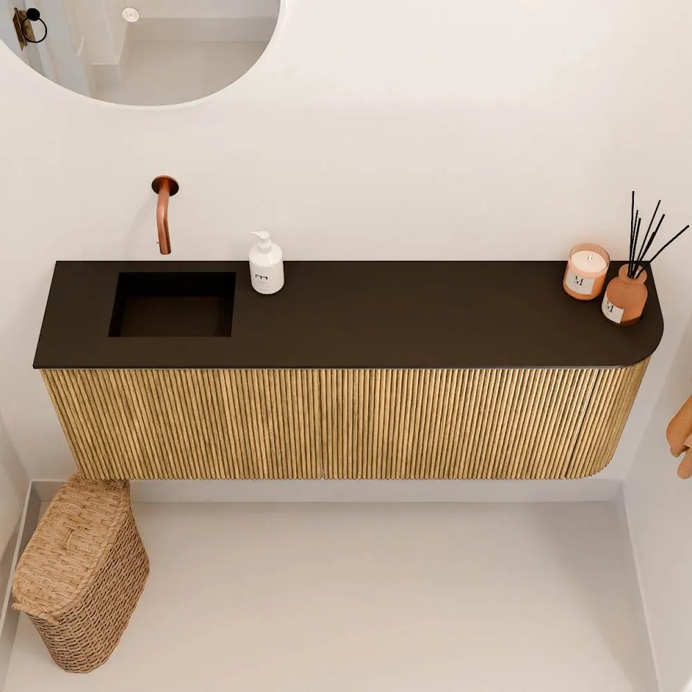 Mondiaz Joya 110cm toiletmeubel ronding rechts oak met wastafel faye links zonder kraangat urban